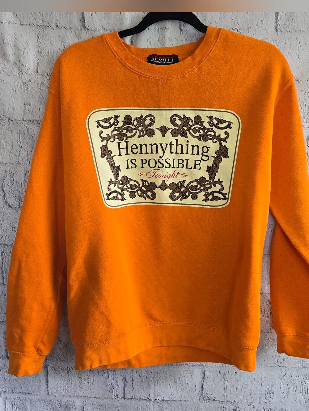 3Forty Hennything Is Possible Men's Bright Orange Graphic Sweatshirt - Picture 2 of 10